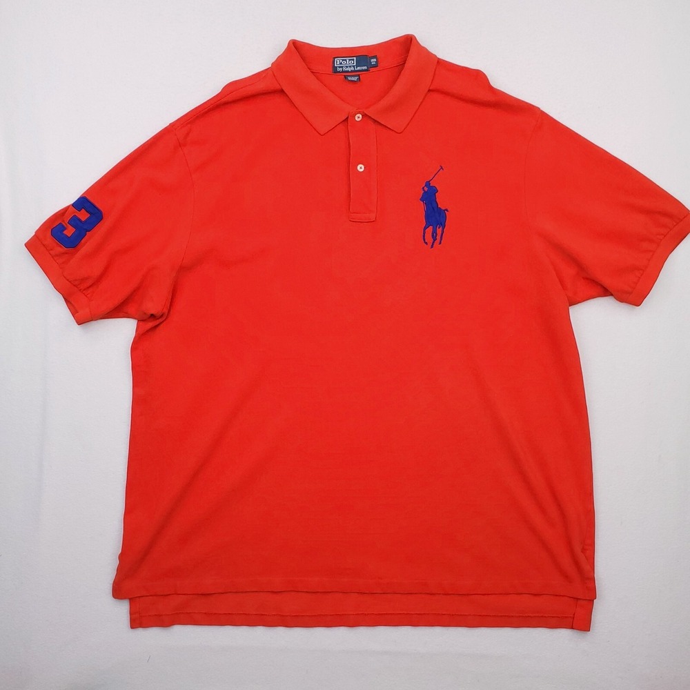 Vintage Polo Ralph Lauren Shirt Mens 3XB Red Blue Big Pony Rugby Polo 3